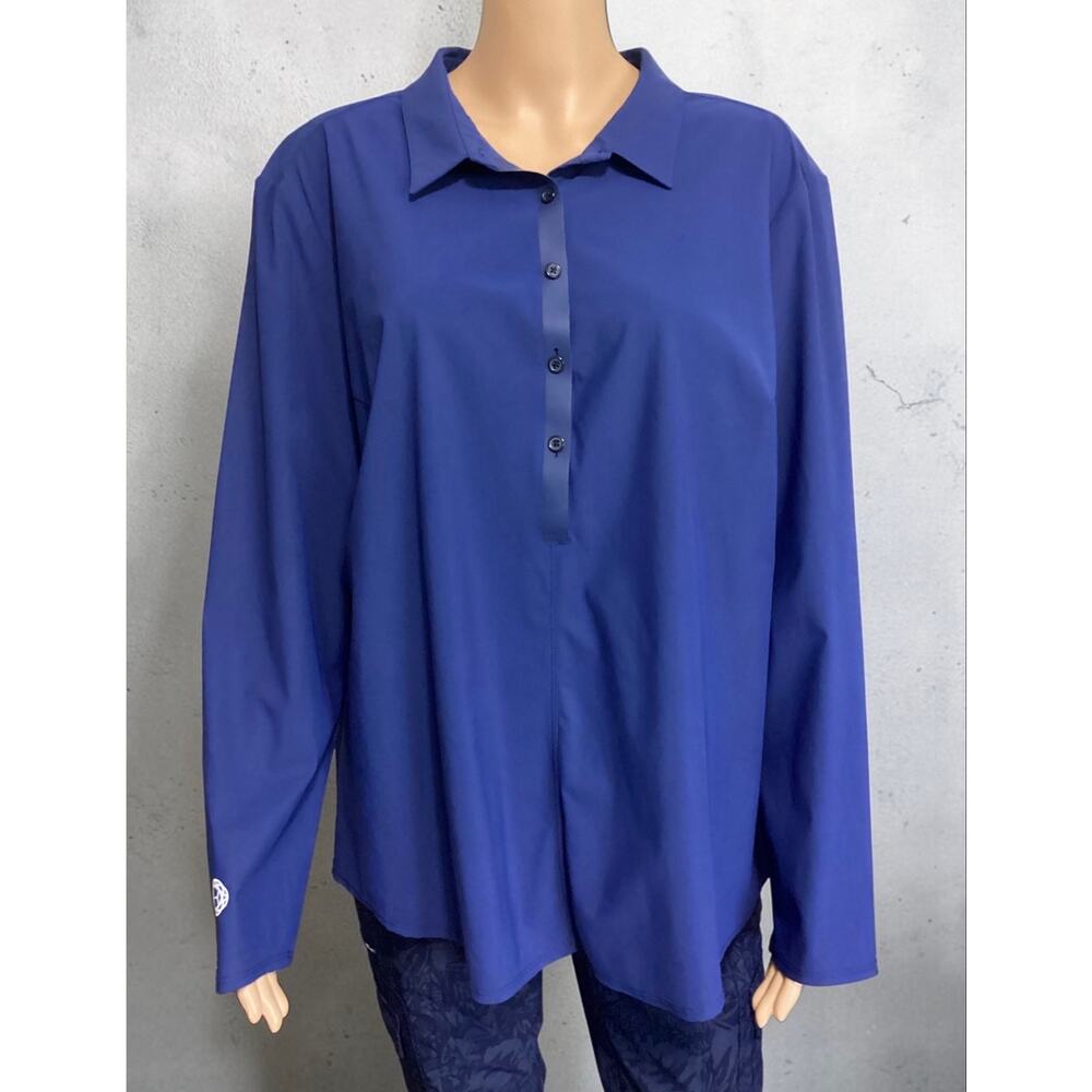 Foray Golf Womens Navy Long Sleeve Stretch Core Pullover Statue Of Liberty XXL